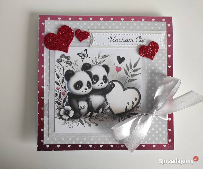 Kartka ręcznie robiona na walentynki Kocham Cię Łódź