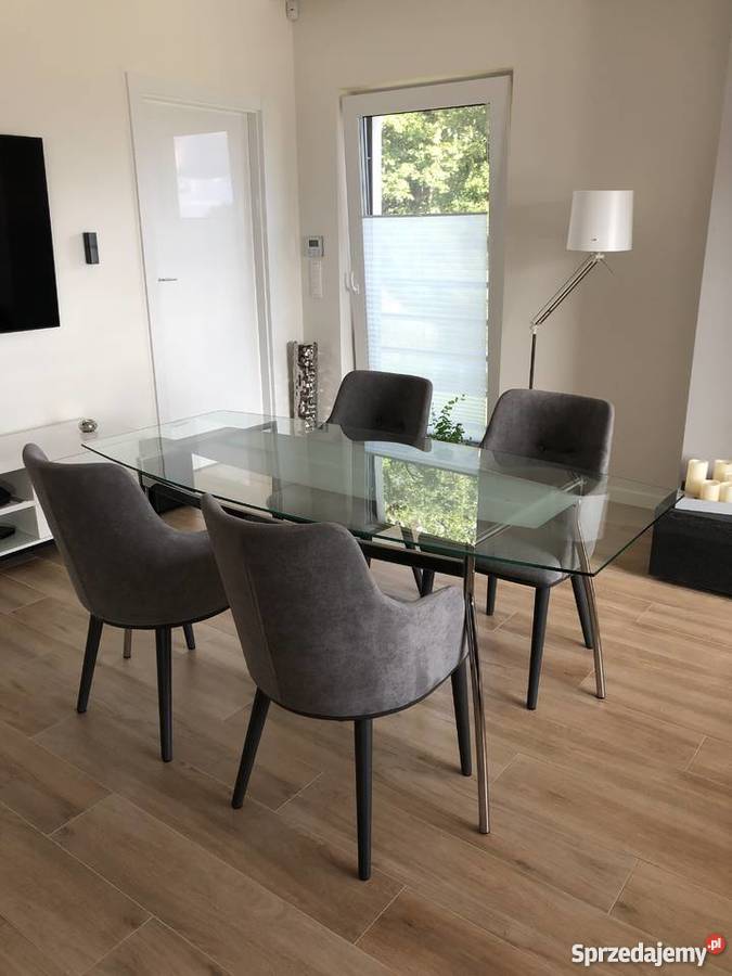 Stół szklany 180 x 85 szkło hartowanenogi chrom Elbląg