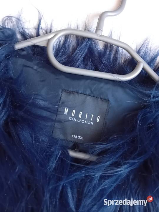 Granatowa kamizelka futrzana damska ciepła Warszawa