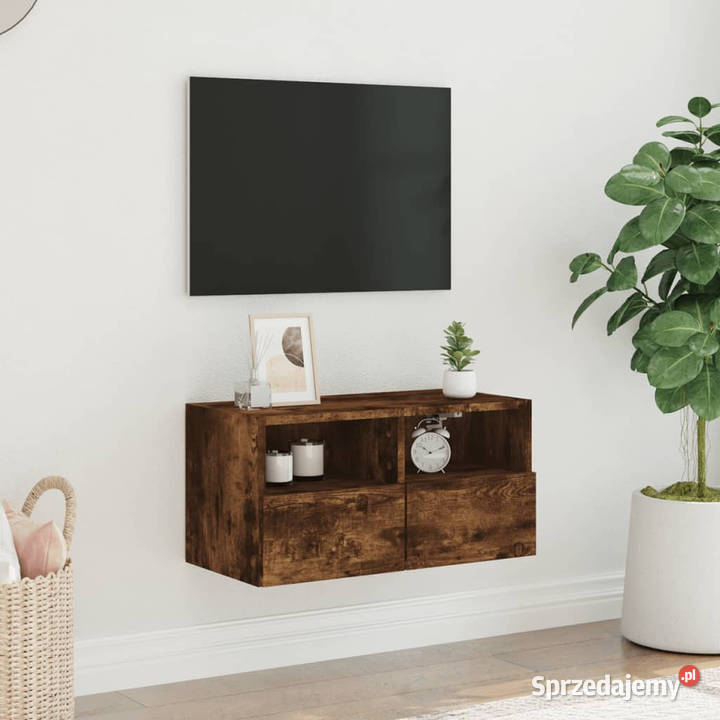 Ścienna szafka TV przydymiony dąb 60x30x30 Warszawa