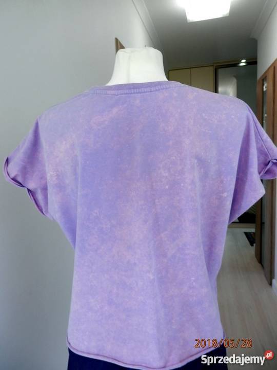 Bluzka z Dziurami Lawendowa Cieniowana Bluzki i koszule Łomża sprzedam