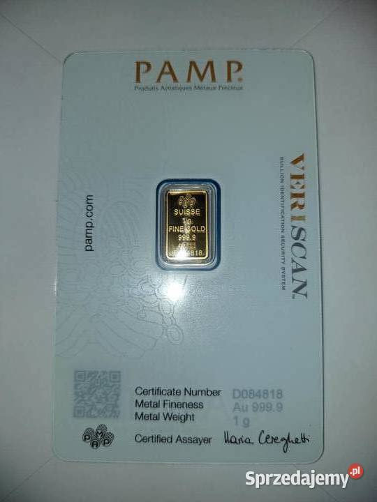 Sztabka złota 1g 1 gram PAMP sprzedam
