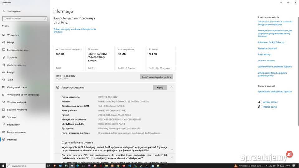 Komputer Dell Optiplex 7010 i72600 340 GHz 16gb Sosnowiec