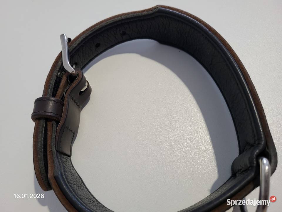 Skórzana obroża psa Swiss Hunter M brązowa Końskie