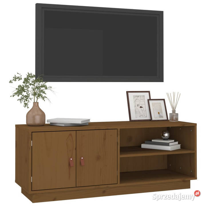 Szafka pod TV miodowy brąz 105x34x40 lite drewno Warszawa