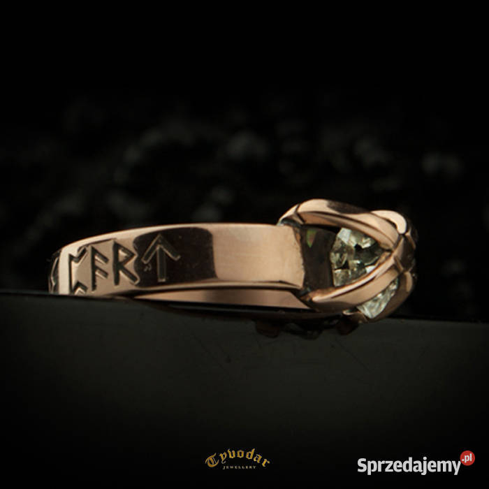 PIERŚCIONEK ZARĘCZYNOWY Z RUNAMI TYVODAR złote Warszawa