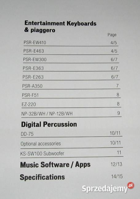 Yamaha Digital Keyboards 2018 catalog katalog Kępice