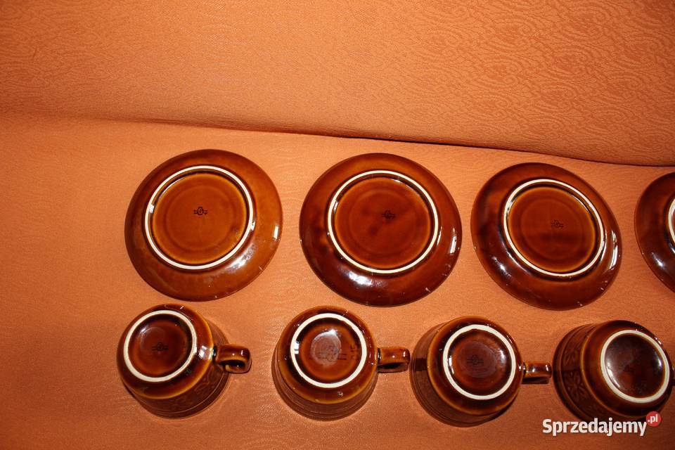 Filiżanki z talerzykami Kokardki Ceramika Chorzów