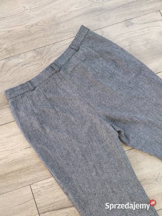 Wełniane spodnie Marks Spencer Jodełka Vintage Jasło