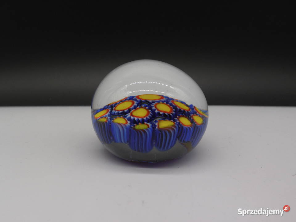 Szklany Przycisk do Papieru MILLEFIORI Vintage Porcelana i szkło Raszków