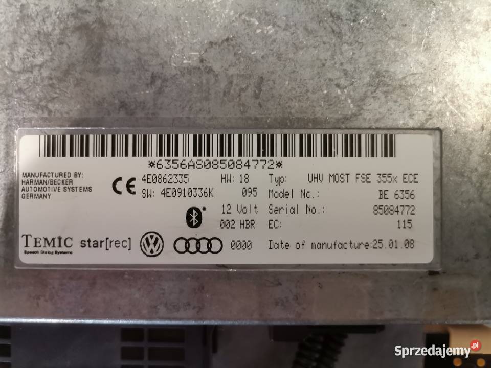 MODUŁ BLUETOOTH AUDI A4 A5 A6 4E0862335 małopolskie Nowy Sącz