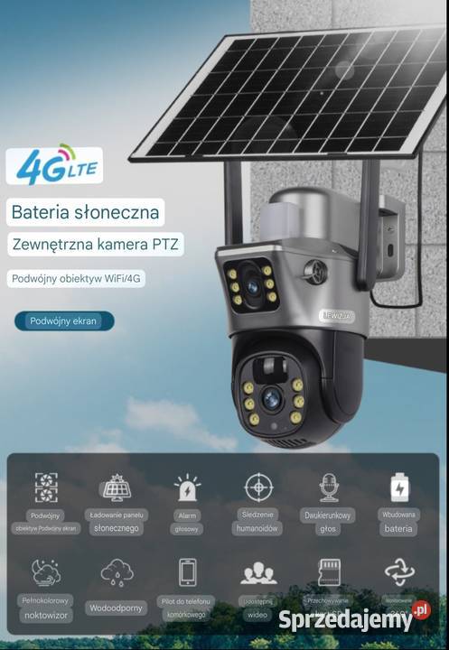 Kamera Solarna Obrotowa na kartę SIM 8MP IP66 Kamery