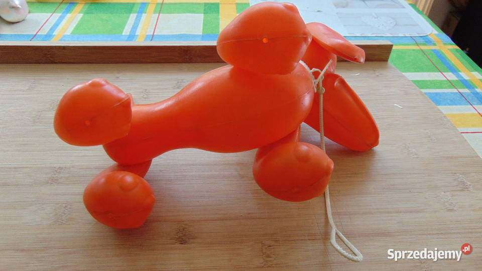 Zabawka z czasów PRL piesek pomarańczowy zozolek Białystok