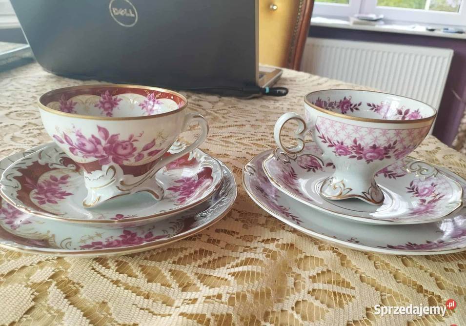 porcelanowe trio zestaw śniadaniowy filiżanka lubuskie