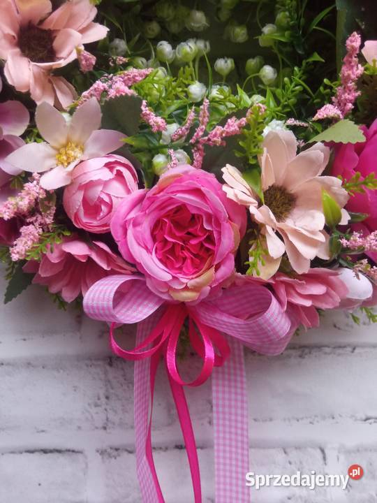 Dekoracyjny wianek na drzwi w odcieniach różu różowy Czerwionka-Leszczyny