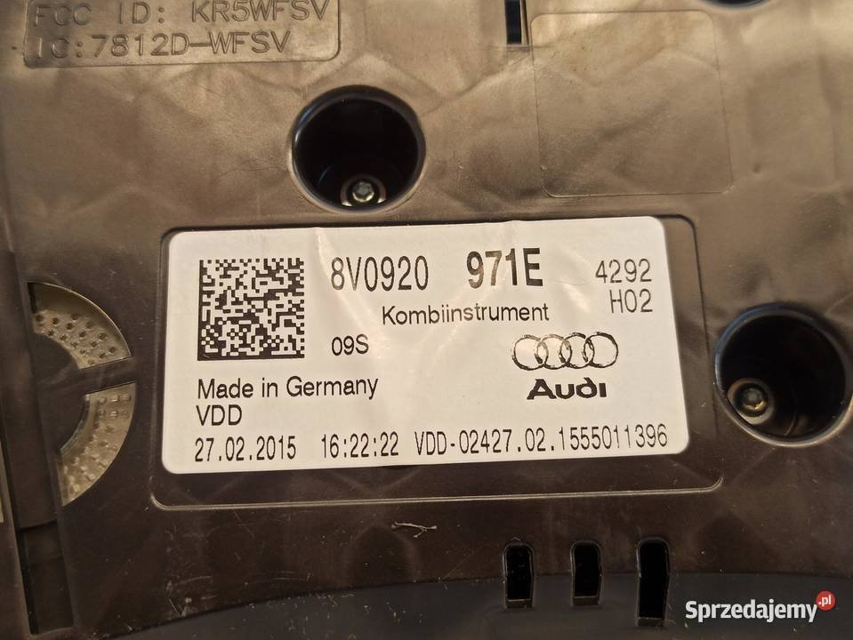 LICZNIK ZEGARY A3 8V CABRIO 8V0920971E MPHKMH