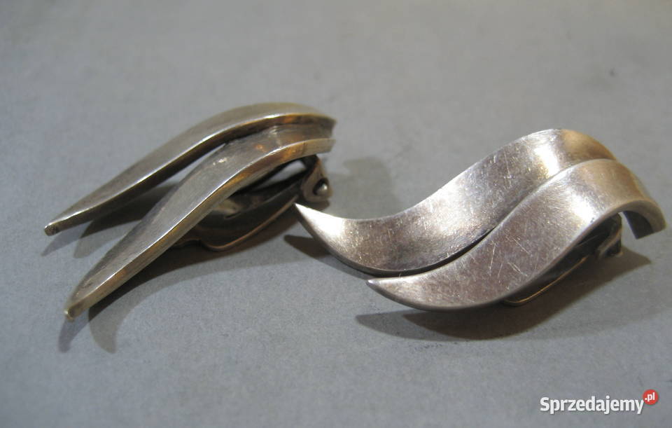 Klipsy Srebrne Szwecja 1950 r mazowieckie