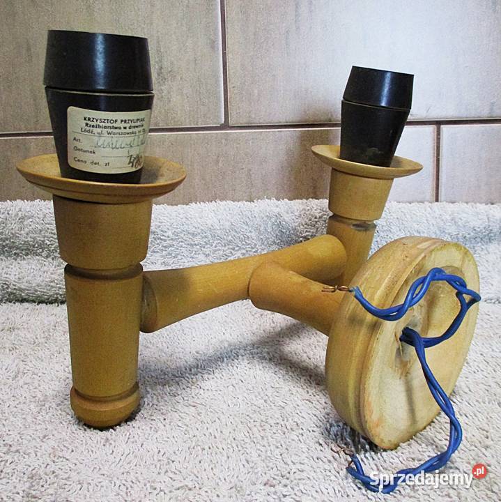 Kinkiet Drewniany Podwójny PRL Nieporęt