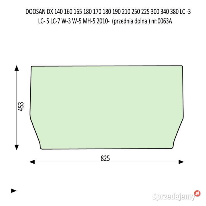 SZYBA PRZEDNIA DOOSAN DX140 DX160 DX190 DX225 Kielce