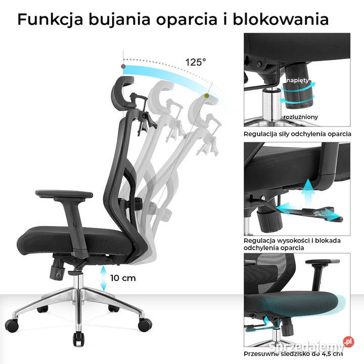 Fotel biurowy ergonomiczny Rosa czarny ANGEL Jarosław