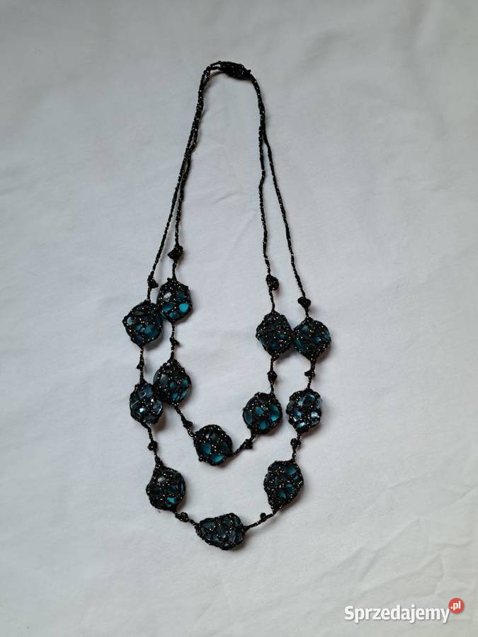 Naszyjnik handmade z kamieniami na podwójnym Brzesko