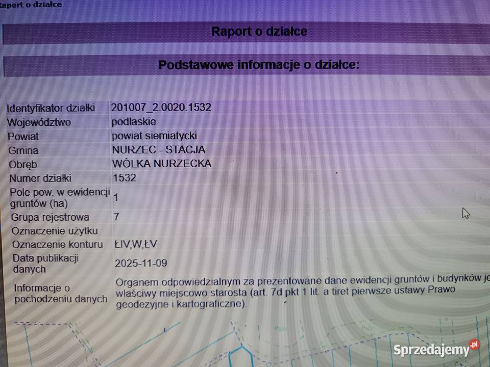 Łąka 1ha Wólka Nurzecka