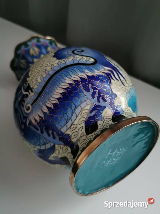 Chiński wazon cloisonn ze smokiem koniec XIX Rzeszów