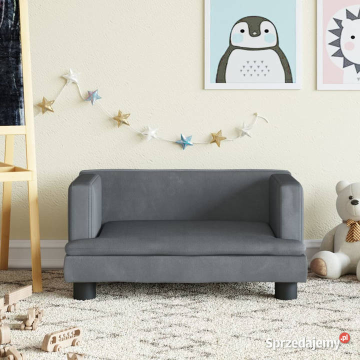 Sofa dzieci ciemnoszara 60x40x30 aksamit Warszawa sprzedam
