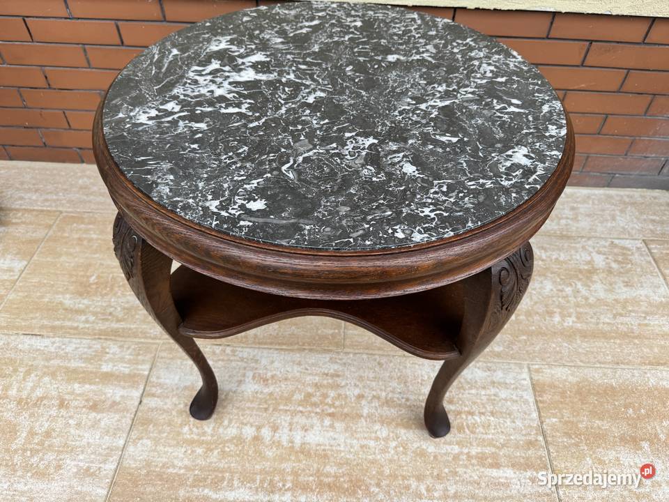 Stolik z kamiennym blatem stylowy kawowy okrągły mazowieckie Sulbiny