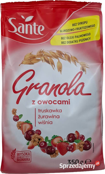 Granola z owocami truskawka żurawina wiśnia 350g Czeladź