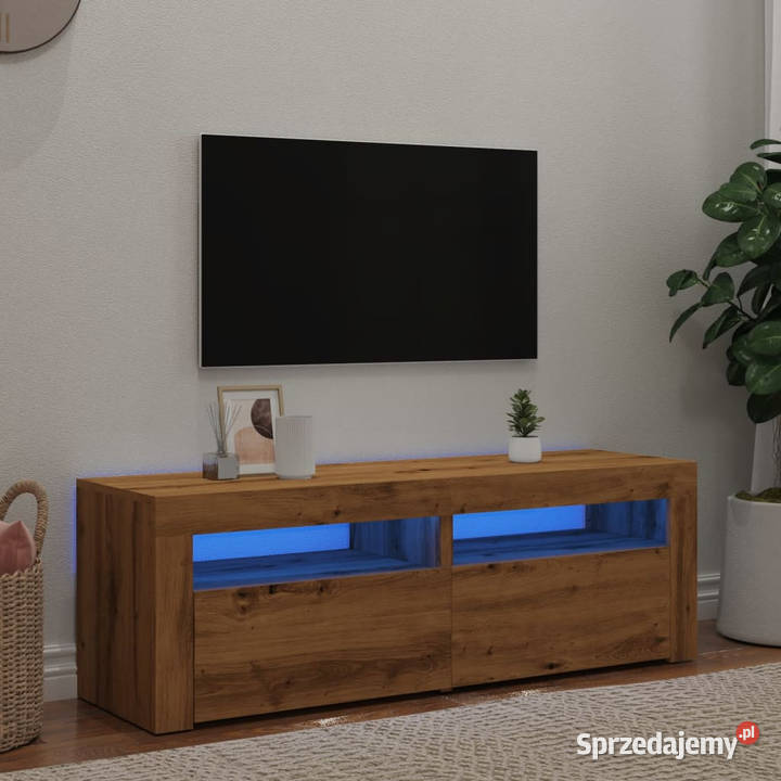 Szafka pod TV z oświetleniem LED dąb artisan Meble mazowieckie