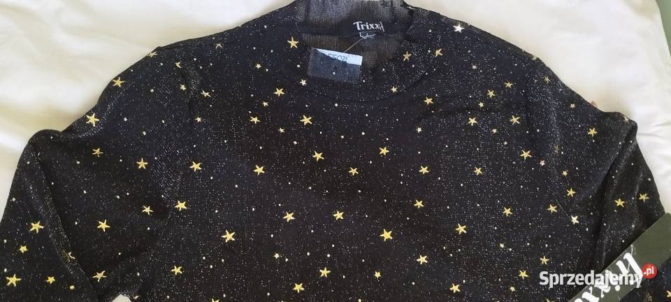 Sukienka na Sylwestra efektowna czarna brokatowa Bolesławiec