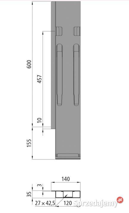 Słupek K20 tył prawy z zamk ściany tylnej 600 mm Przysieka Polska sprzedam