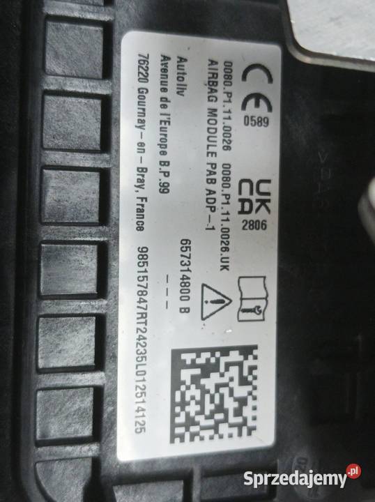 PODUSZKA POWIETRZNA AIRBAG PRAWA PASAŻERA DESKI