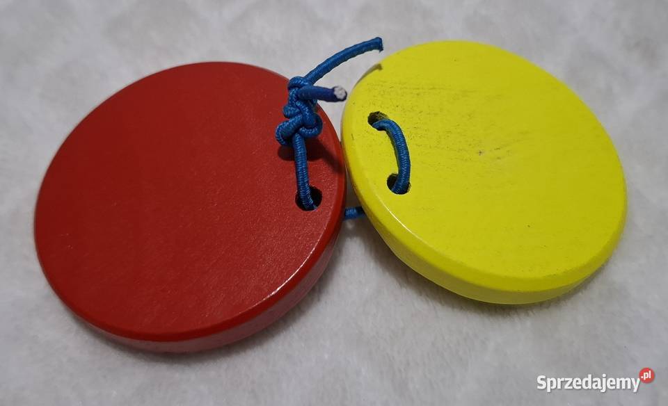 Kastaniety drewniane czerwono żółte 1 Zabawka