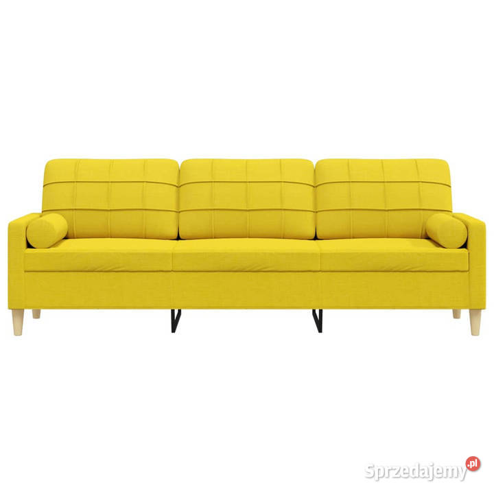 3osobowa sofa z poduszkami jasnożółta 210 obita Dom i Ogród