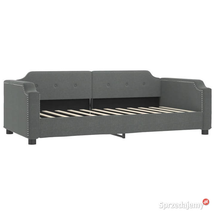 Sofa rozsuwana z szufladami ciemnoszara tkanina 223cm