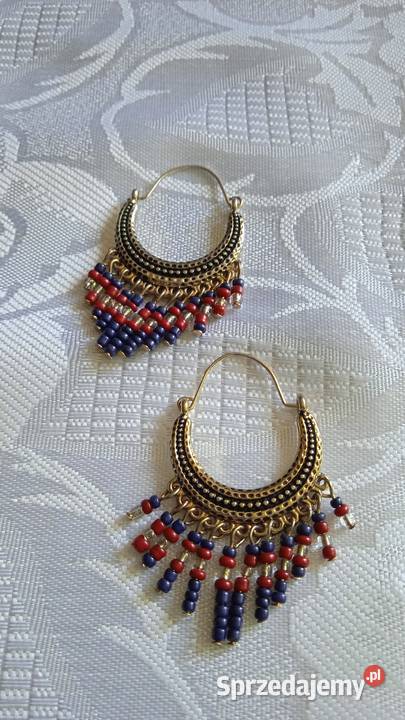 OKAZAŁE INDYJSKIE KOLCZYKI SREBRZONE Piła