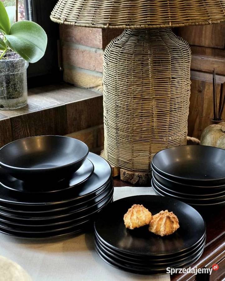 PROMOCJA 139 Zestaw obiadowy 18 elementów czarny Zabrze