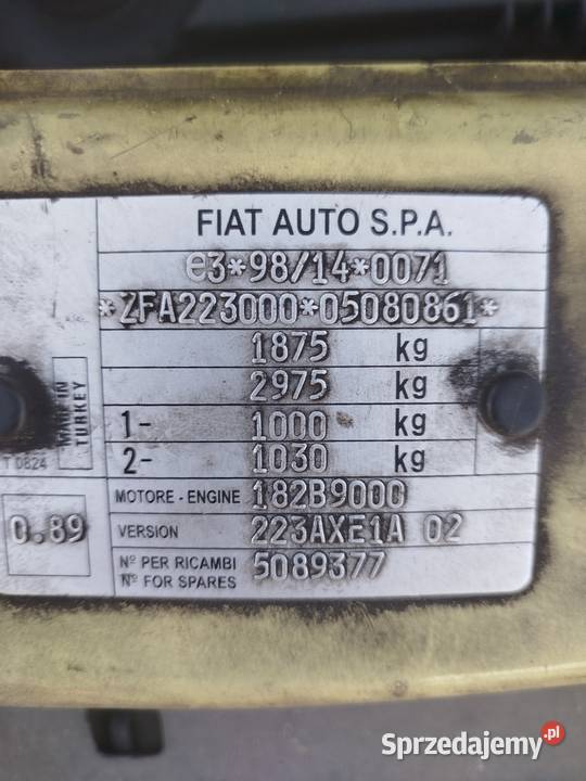 Sprzedam Fiat Doblo Rok produkcji 2001 sprzedam