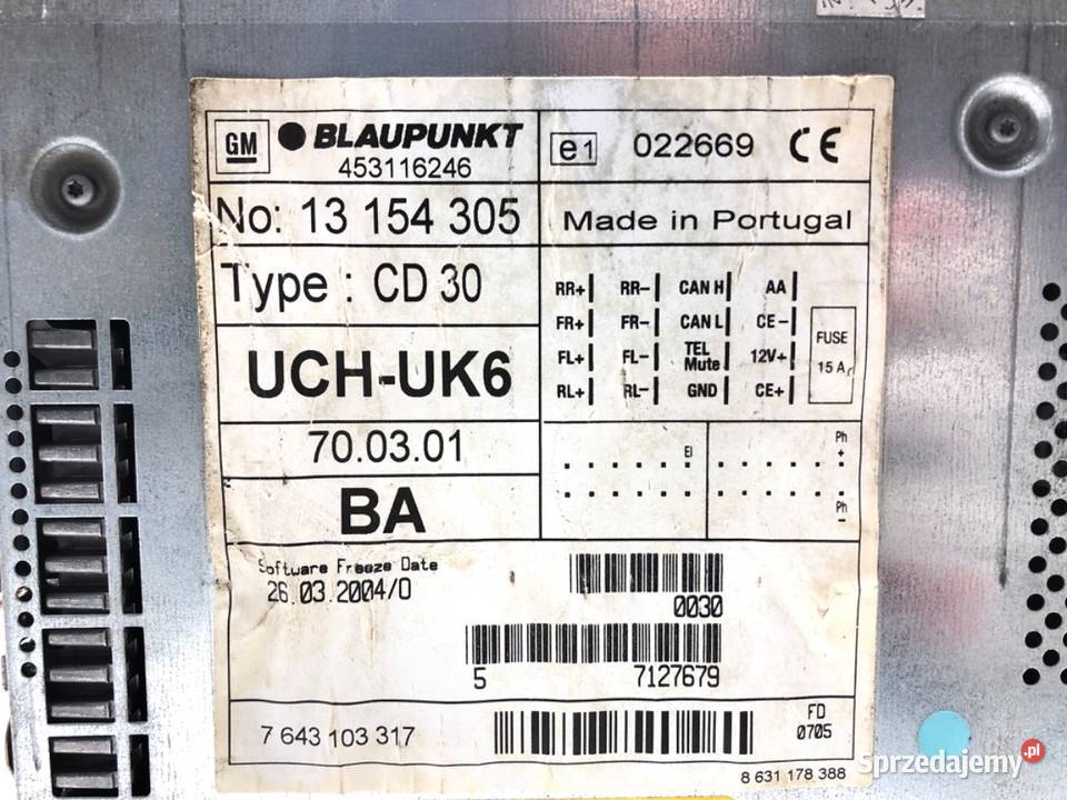 RADIO OPEL ASTRA H 13154305 0510 ODTWARZACZ