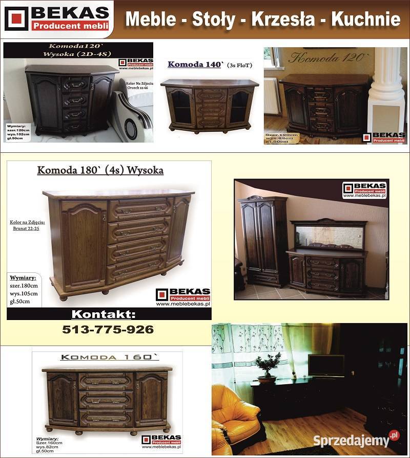 Stylowa Komoda 150 2D3S Wysoka RTV Orzech Lakier Pozostałe Opole