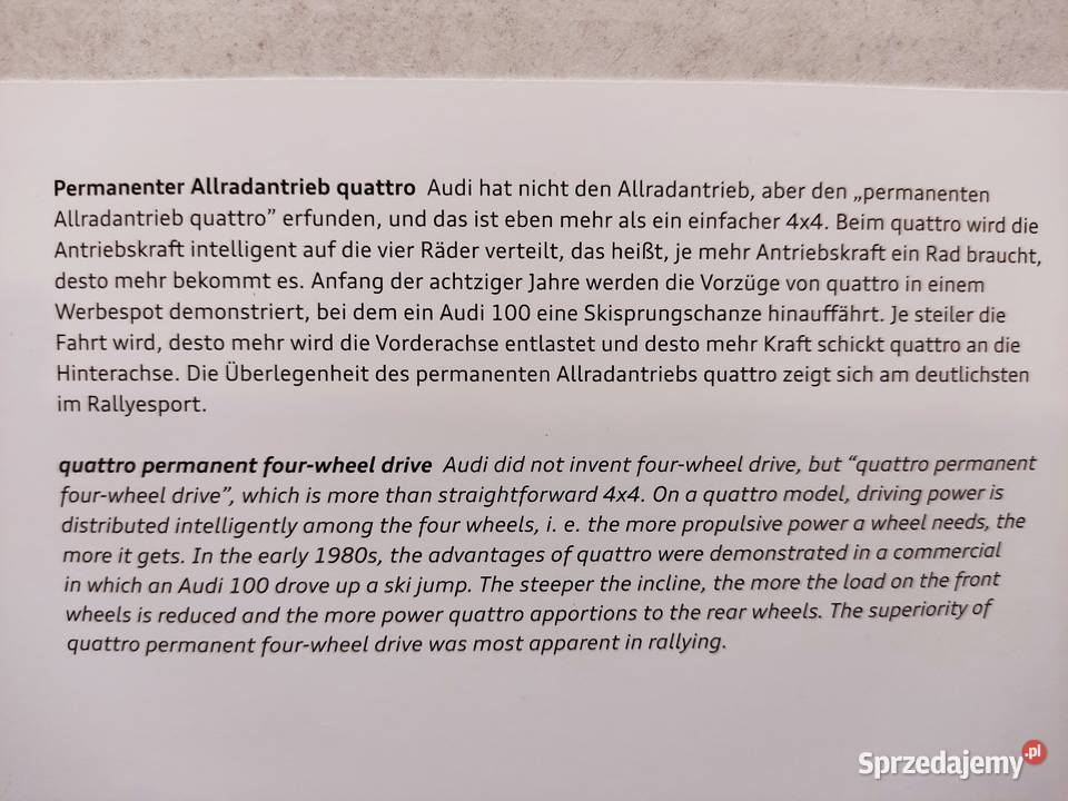 Pocztówka widokówka Audi quattro fourwheel drive Głuchołazy