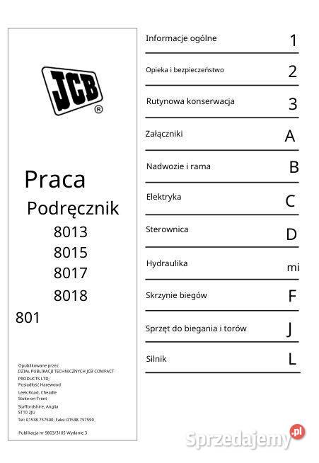 JCB 8013 8015 8017 8018 instrukcja naprawy Kielce