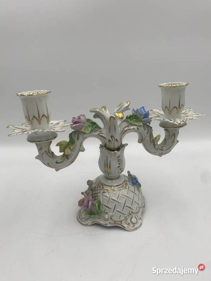 Porcelanowy kandelabr kwiatowy 2ramienny bogato wielkopolskie Poznań