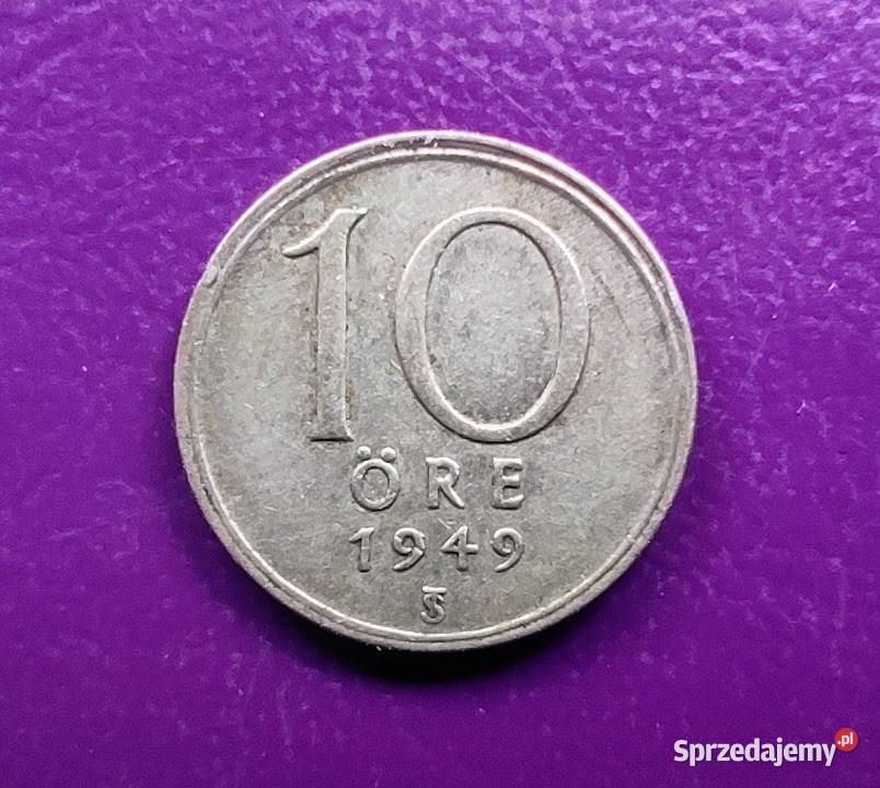 Moneta 10 ORE 1949 TS SZWECJA Srebro Rzadkość Numizmatyka Pruszków