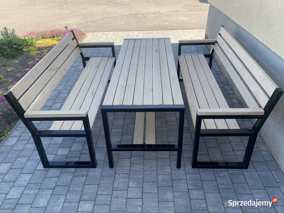 Nowoczesne dębowe meble ogrodowe Loft Stół 2 Ogród Dryga