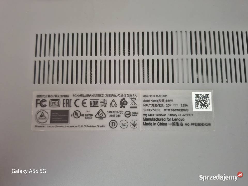 Laptop Lenovo IdeaPad 3 15ADA05 podkarpackie Leszczawa Dolna sprzedam