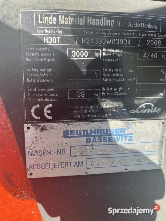 Wózek widłowy linde h 30 T kabina sprzedam