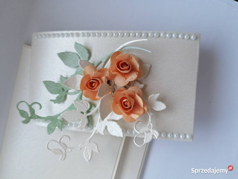 Kartka własnoręcznie wykonana kopertówka ślub śląskie Strzebiń